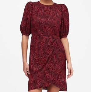 Puff-Sleeve Sheath Dress in Pink Print